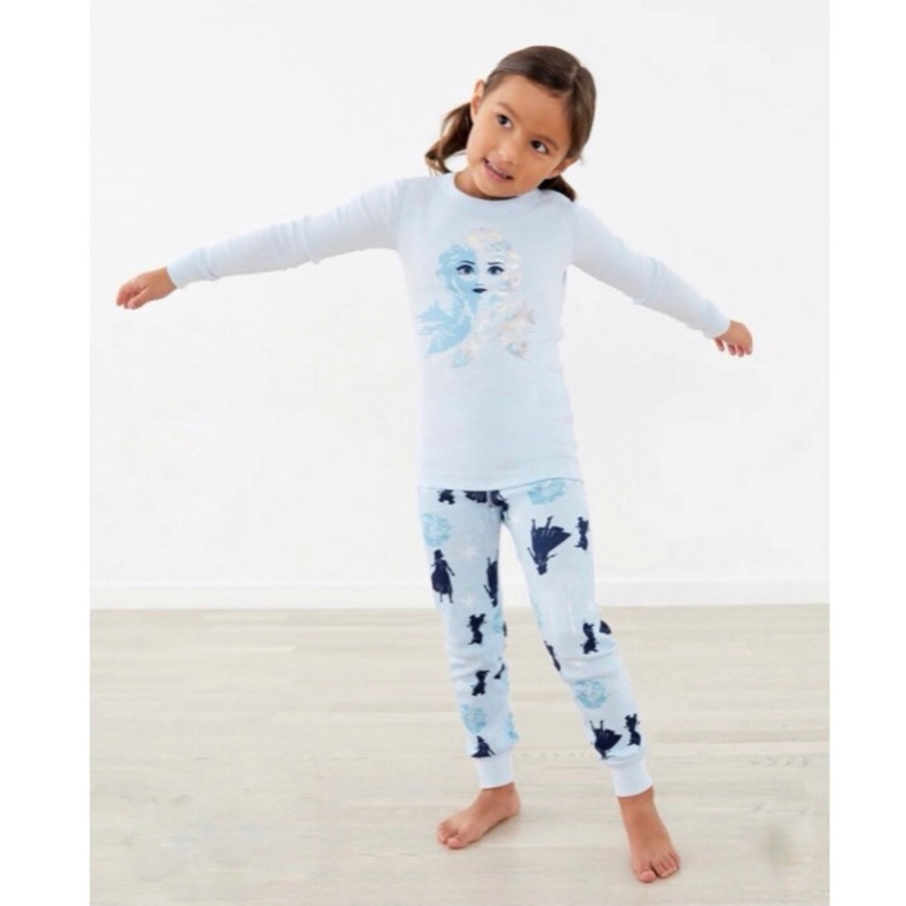 Hanna Andersson Blue and White Elsa frozen  Kids Pajama Set